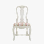 Talonpoikaisrokokoo tuoli, väri helmenharmaa-kulta, verhoilukangas Amadeus/Mozart rosa.