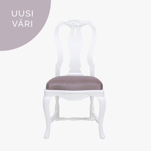 Talonpoikaisrokokoo-tuoli, uusi väri, mohair 23 syreeni.