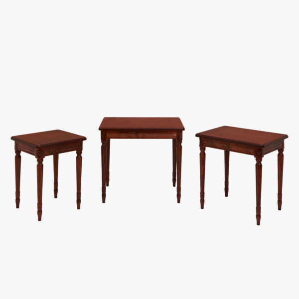 Empire-sarjapöytä 3-osainen, väri Hepplewhite eli tumma mahonki.