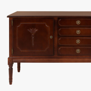 Empire astiakaappi, väri Hepplewhite eli tumma mahonki.