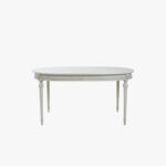 Kustavilainen ruokapöytä ovaali, väri helmenharmaa-patina.