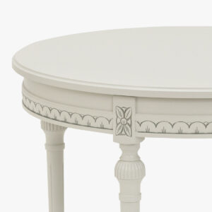 Kustavilainen pyöreä sohvapöytä, helmenharmaa - patina.