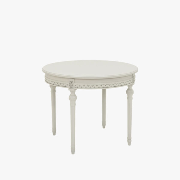 Kustavilainen pyöreä sohvapöytä, helmenharmaa - patina.