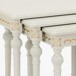 Kustavilainen 3-osainen sarjapöytä., väri helmenharmaa-kulta.