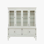 Kustavilainen iso hopeakaappi / vitriinikaappi, väri helmenharmaa-patina.