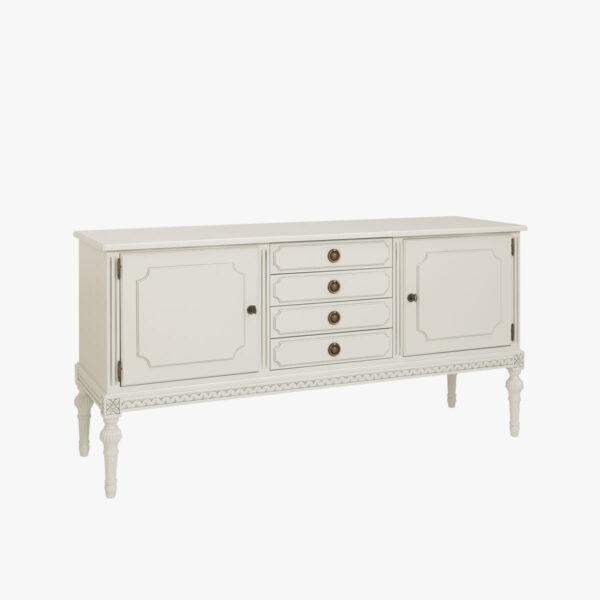 Kustavilainen astiakaappi, helmenharmaa-patina.