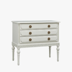 Kustavilainen lipasto 80 cm, helmenharmaa-patina.