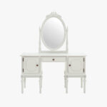 Kustavilainen kampauslipasto peilillä, väri helmenharmaa-patina.