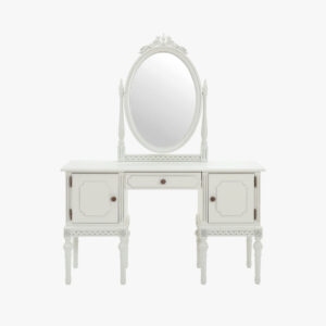 Kustavilainen kampauslipasto peilillä, väri helmenharmaa-patina.