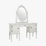 Kustavilainen kampauslipasto peilillä, väri helmenharmaa-patina.