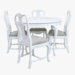 Talonpoikaisrokokoo tuoli, valkoinen, verhoilu Vellamo vaalea-pellava.