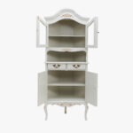 Talonpoikaisrokokoo nurkkakaappi / kulmakaappi, väri helmenharmaa-kulta,