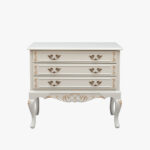 Talonpoikaisrokokoo lipasto, helmenharmaa-kulta.