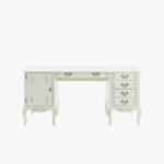 Talonpoikaisrokokoo kirjoituspöytä, väri helmenharmaa-kulta.