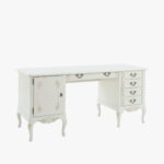 Talonpoikaisrokokoo kirjoituspöytä, väri helmenharmaa-kulta.