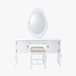 Talonpoikaisrokokoo meikkipöytä / kampauslipasto peilillä, väri valkoinen.