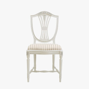 Empire Hepplewhite tuoli, helmenharmaa-patina, verhoilu Line 12 luonnonvalkoinen.