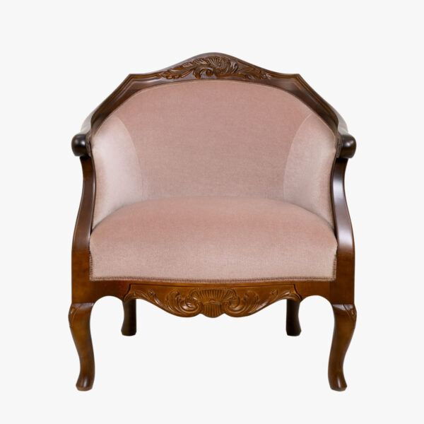 Poistotuote: Talonpoikaisrokokoo sohva, väri amerikanpähkinä, verhoilu mohair ooppera.