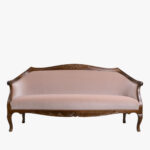 Poistotuote: Talonpoikaisrokokoo sohva, väri amerikanpähkinä, verhoilu mohair ooppera.