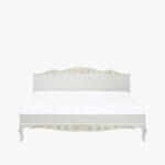 Talonpoikaisrokokoo divaanisänky 160 x 200 cm, väri helmenharmaa-kulta.