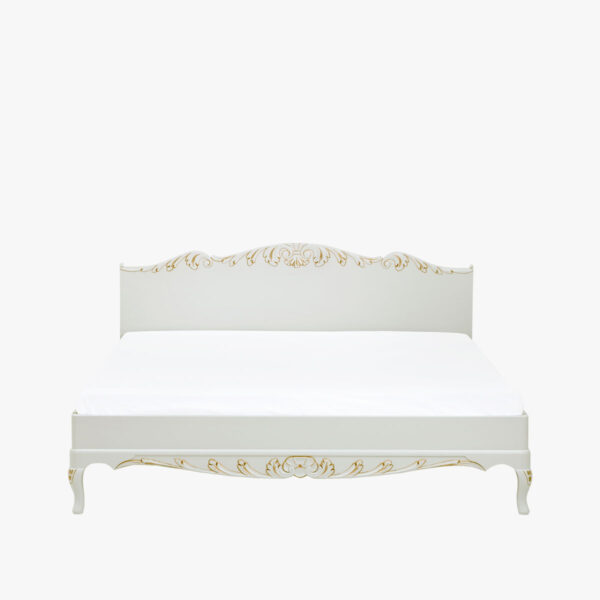 Talonpoikaisrokokoo divaanisänky 160 x 200 cm, väri helmenharmaa-kulta.